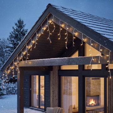 BRILAGI - Guirlande lumineuse de Noël extérieure 1200 LED / 8 fonctions, 63 m, IP44, blanc chaud, effet stalactites