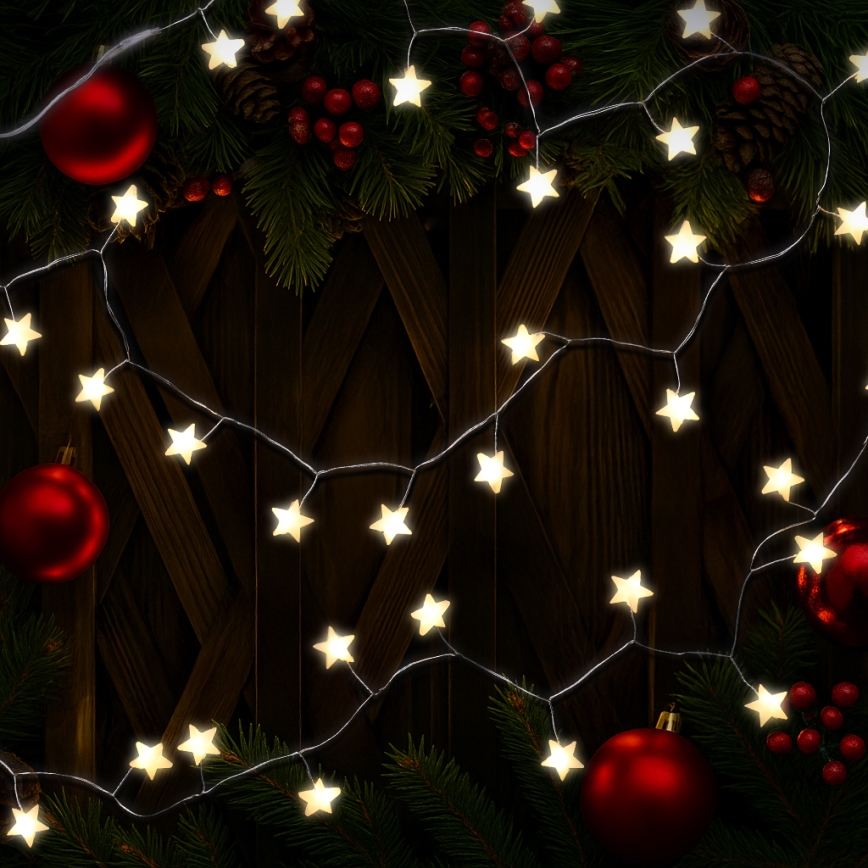 BRILAGI - guirlande lumineuse de Noël LED 40xLED/3xAA 1,8m blanc chaud en forme d'étoiles