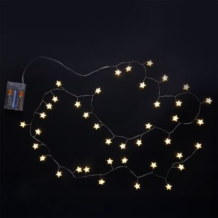 BRILAGI - guirlande lumineuse de Noël LED 40xLED/3xAA 1,8m blanc chaud en forme d'étoiles