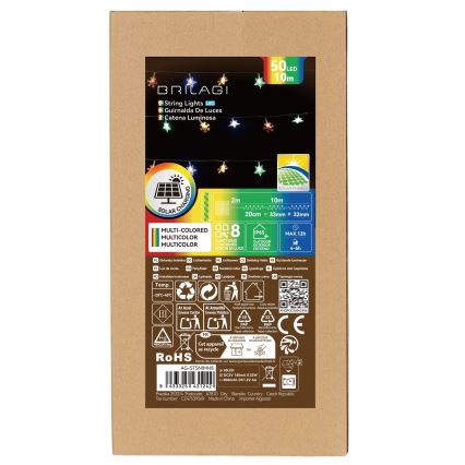 BRILAGI - Guirlande solaire LED de Noël 50xLED/8 fonctions 12m 800 mAh IP65 multicolore