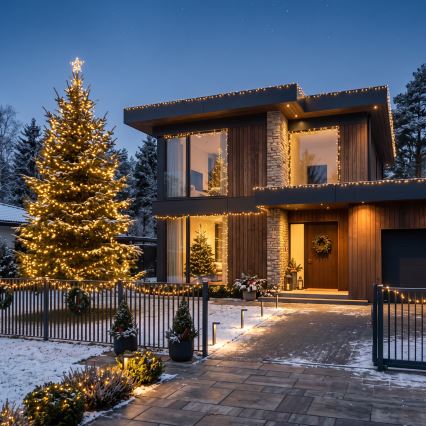 BRILAGI - Guirlande lumineuse LED de Noël extérieure 1000 LED/8 fonctions 105 m IP44 blanc chaud