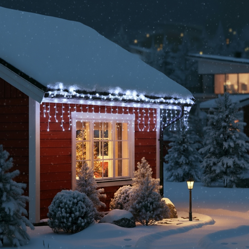 Brilagi - LED guirlande  extérieure 200xLED/8 fonctions 13m IP44 blanc froid effet stalactites