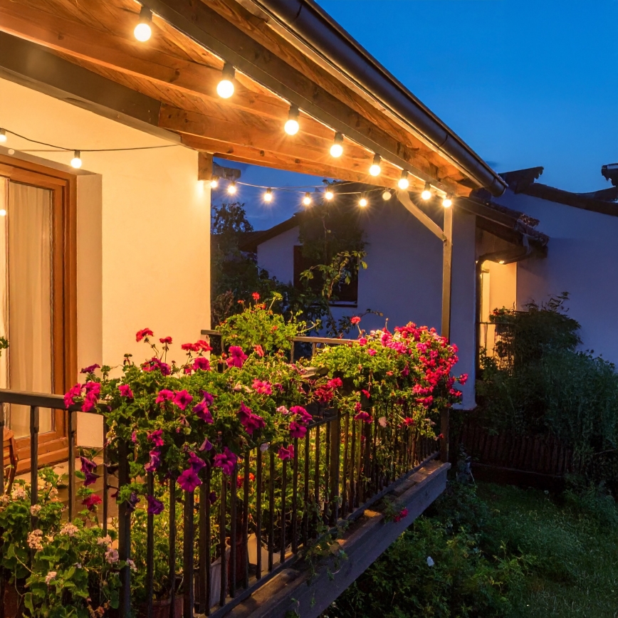 Brilagi - Guirlande décorative LED d'extérieur GIRLANDA 10xE12/0,6W/230V 8m noire IP44 blanc chaud