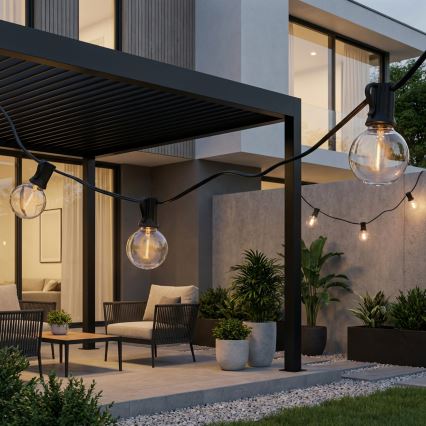 Brilagi - Guirlande décorative LED d'extérieur GIRLANDA 10xE12/0,6W/230V 8m noire IP44 blanc chaud