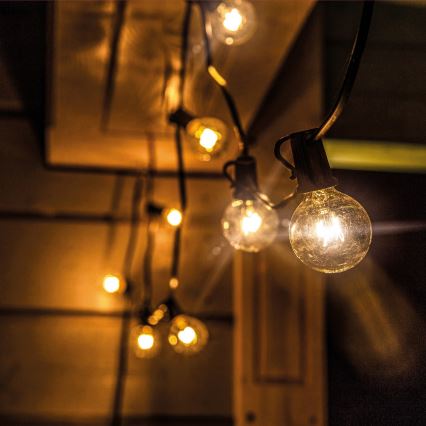 Brilagi - Guirlande décorative LED d'extérieur GIRLANDA 10xE12/0,6W/230V 8m noire IP44 blanc chaud