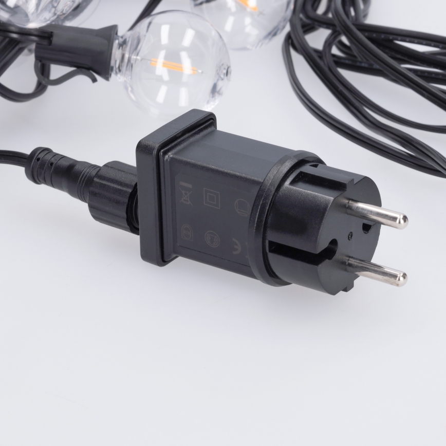 Brilagi - Guirlande décorative LED d'extérieur GIRLANDA 10xE12/0,6W/230V 8m noire IP44 blanc chaud
