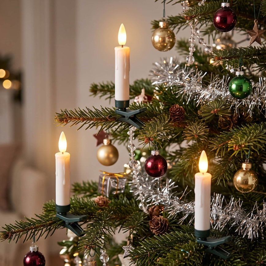 BRILAGI - Guirlande lumineuse LED pour sapin de Noël 10xLED/10xAAA blanc + télécommande