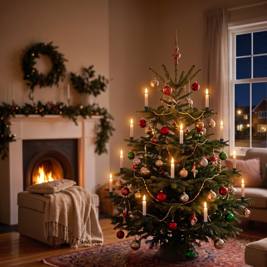 BRILAGI - Guirlande lumineuse LED pour sapin de Noël 10xLED/10xAAA blanc + télécommande