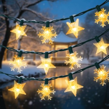 BRILAGI - Guirlande solaire de Noël à 50 LED, 8 fonctions, 12 m, 800 mAh, IP65, blanc chaud