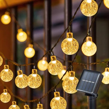 Brilagi - Guirlande solaire décorative LED BUBBLE, 200 LED / 8 fonctions, 20 m, IP65, blanc chaud, 800 mAh