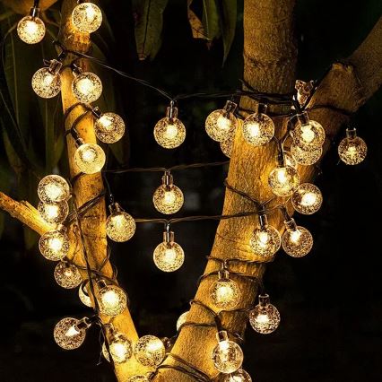 BRILAGI - Guirlande solaire décorative LED BUBBLE 300 LEDs / 8 fonctions, 30 m, IP65, blanc chaud, 500 mAh