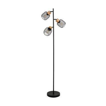 Brilagi - Lampadaire BASKLITE 3xE27/15W/230V bois d'hévéa/noir