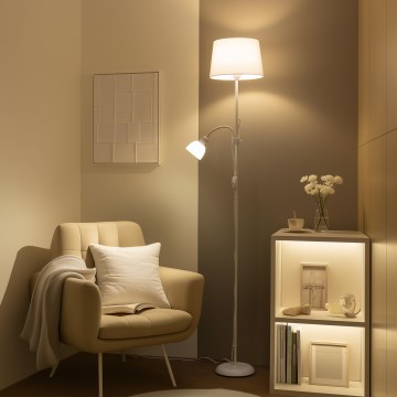 Brilagi - Lampadaire CERIA 1xE27/100W/230V + 1xE14/25W blanc