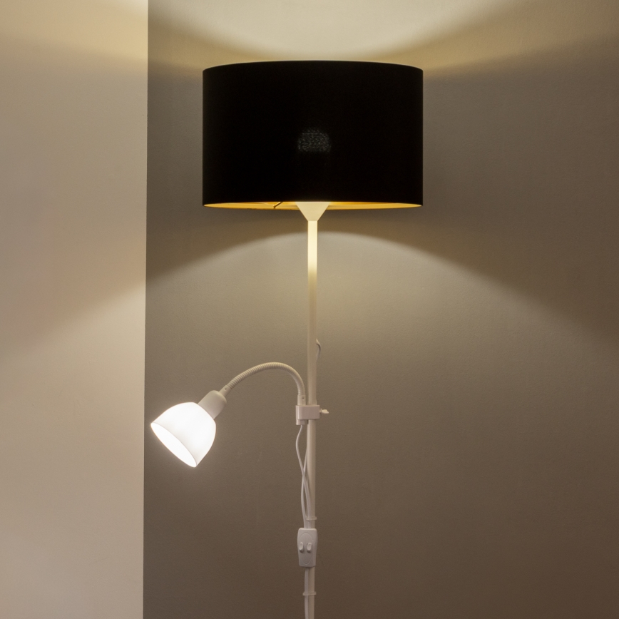 Brilagi - Lampadaire CERIA 1xE27/100W/230V + 1xE14/25W blanc/noir