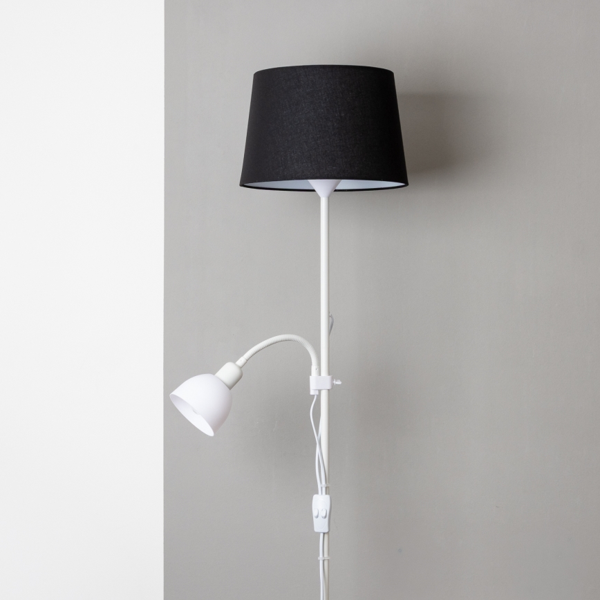 Brilagi - Lampadaire CERIA 1xE27/100W/230V + 1xE14/25W blanc/noir