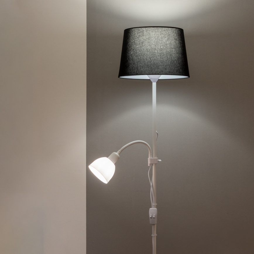 Brilagi - Lampadaire CERIA 1xE27/100W/230V + 1xE14/25W blanc/noir