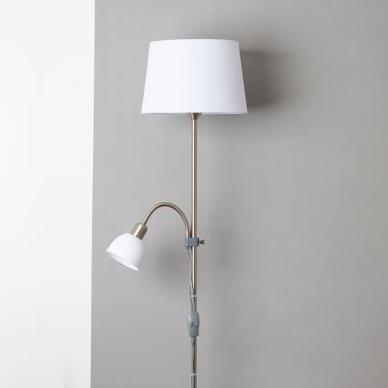 Brilagi - Lampadaire CERIA 1xE27/100W/230V + 1xE14/25W chrome mat/blanc