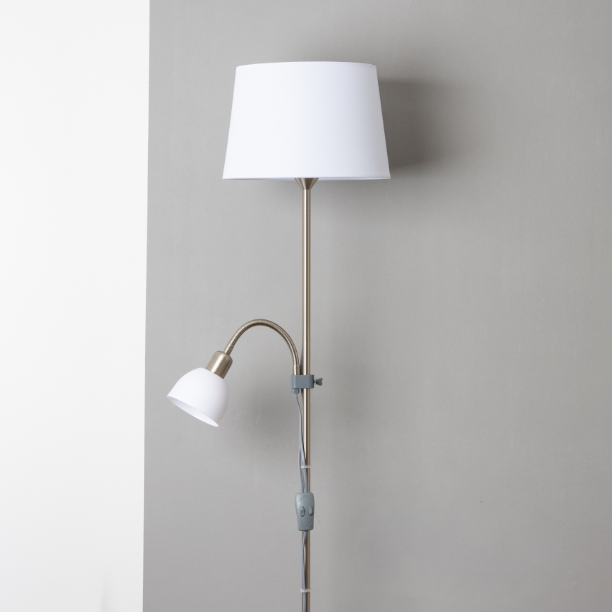 Brilagi - Lampadaire CERIA 1xE27/100W/230V + 1xE14/25W chrome mat/blanc