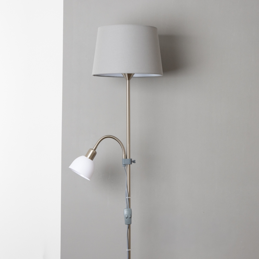 Brilagi - Lampadaire CERIA 1xE27/100W/230V + 1xE14/25W chrome mat/gris
