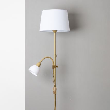 Brilagi - Lampadaire CERIA 1xE27/100W/230V + 1xE14/25W doré/blanc