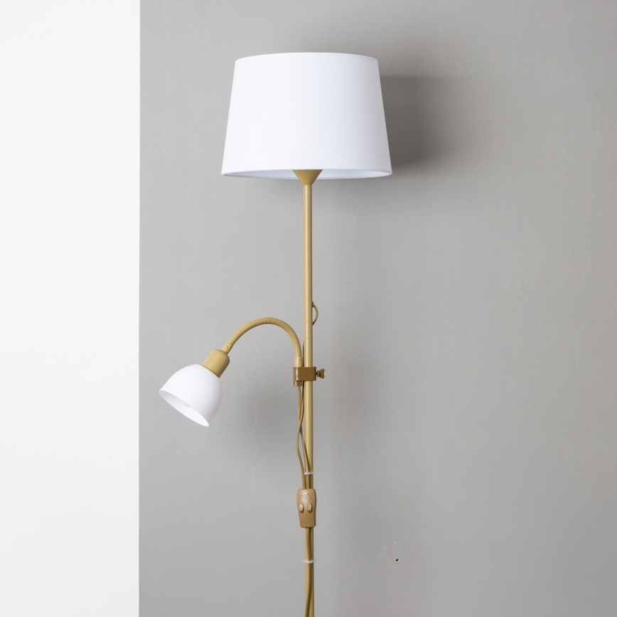 Brilagi - Lampadaire CERIA 1xE27/100W/230V + 1xE14/25W doré/blanc