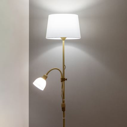 Brilagi - Lampadaire CERIA 1xE27/100W/230V + 1xE14/25W doré/blanc