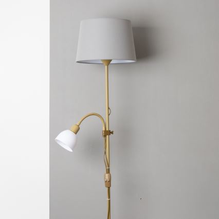 Brilagi - Lampadaire CERIA 1xE27/100W/230V + 1xE14/25W doré/gris