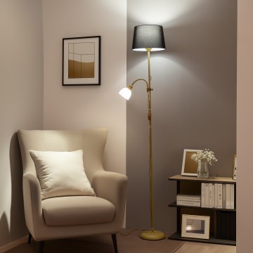 Brilagi - Lampadaire CERIA 1xE27/100W/230V + 1xE14/25W doré/noir