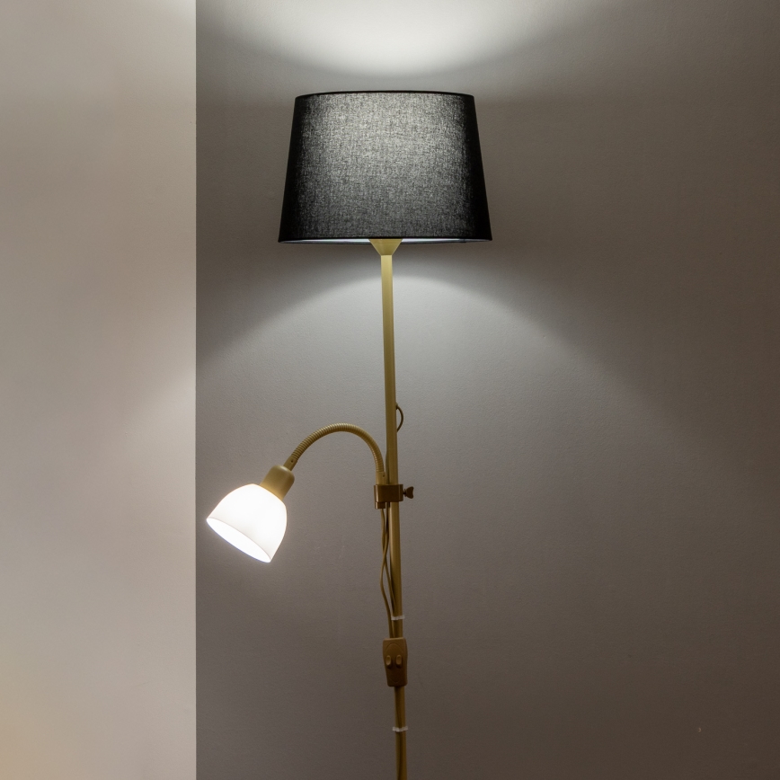 Brilagi - Lampadaire CERIA 1xE27/100W/230V + 1xE14/25W doré/noir
