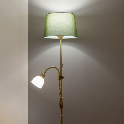 Brilagi - Lampadaire CERIA 1xE27/100W/230V + 1xE14/25W doré/vert