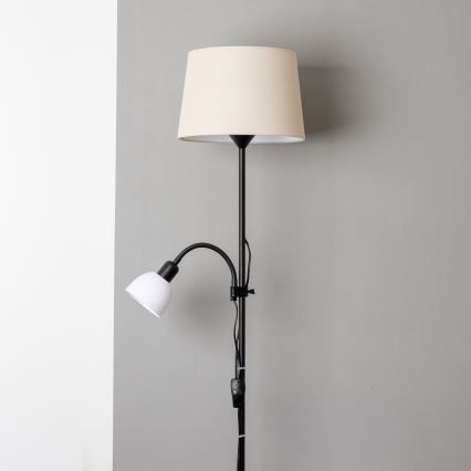 Brilagi - Lampadaire CERIA 1xE27/100W/230V + 1xE14/25W noir/beige