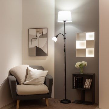 Brilagi - Lampadaire CERIA 1xE27/100W/230V + 1xE14/25W noir/blanc