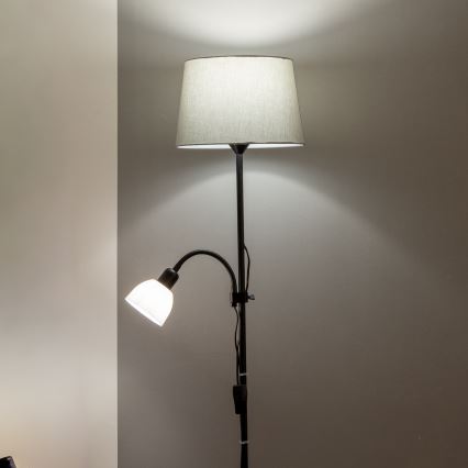 Brilagi - Lampadaire CERIA 1xE27/100W/230V + 1xE14/25W noir/gris
