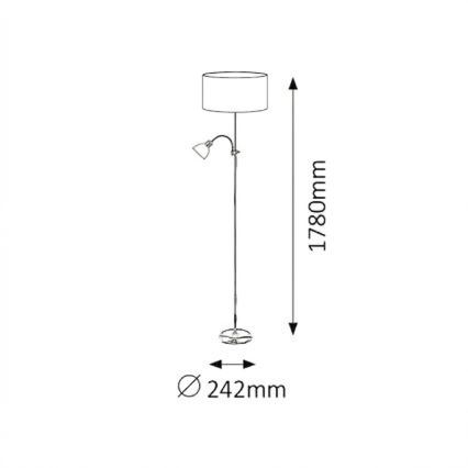Brilagi - Lampadaire CERIA 1xE27/100W/230V + 1xE14/25W noir/gris