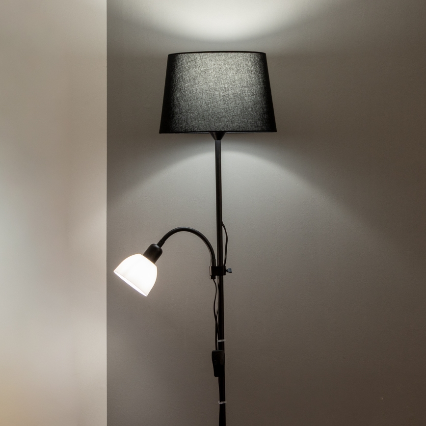Brilagi - Lampadaire CERIA 1xE27/100W/230V + 1xE14/25W noir