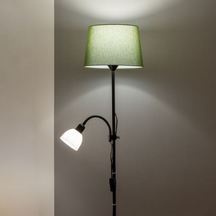 Brilagi - Lampadaire CERIA 1xE27/100W/230V + 1xE14/25W noir/vert