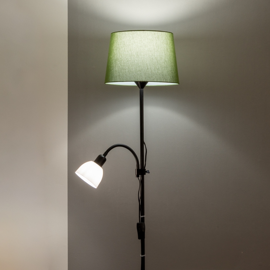 Brilagi - Lampadaire CERIA 1xE27/100W/230V + 1xE14/25W noir/vert