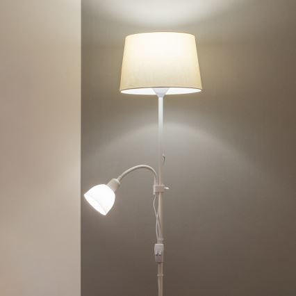Brilagi - Lampadaire CERIA 2-en-1 1xE27/100W/230V + 1xE14/25W blanc/beige