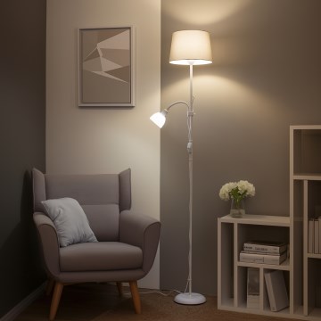 Brilagi - Lampadaire CERIA 2 en 1 1xE27/100W/230V + 1xE14/25W blanc/gris