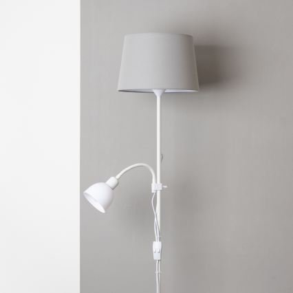 Brilagi - Lampadaire CERIA 2 en 1 1xE27/100W/230V + 1xE14/25W blanc/gris