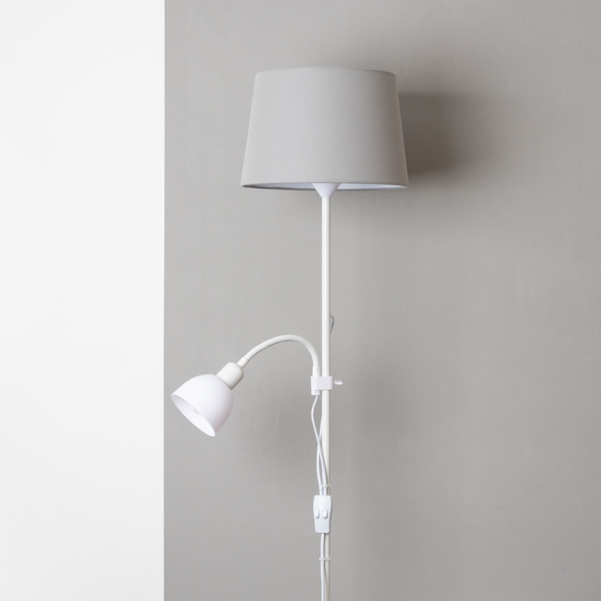 Brilagi - Lampadaire CERIA 2 en 1 1xE27/100W/230V + 1xE14/25W blanc/gris