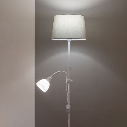 Brilagi - Lampadaire CERIA 2 en 1 1xE27/100W/230V + 1xE14/25W blanc/gris