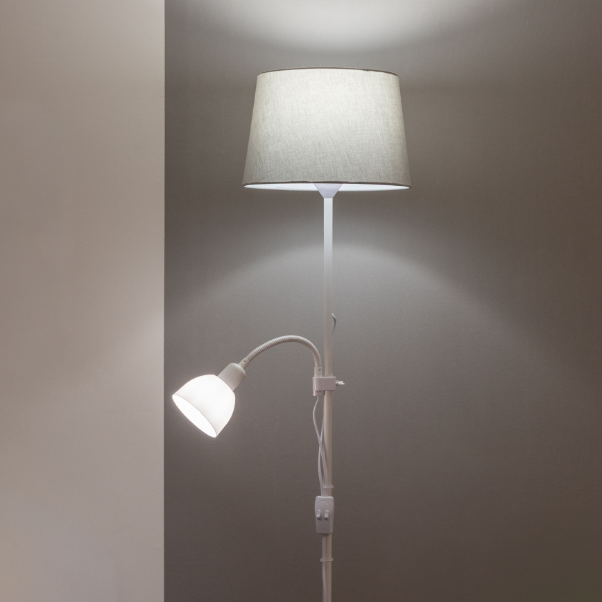Brilagi - Lampadaire CERIA 2 en 1 1xE27/100W/230V + 1xE14/25W blanc/gris