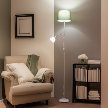 Brilagi - Lampadaire CERIA 2 en 1 1xE27/100W/230V + 1xE14/25W blanc/vert