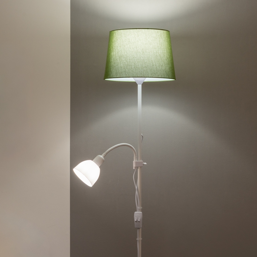 Brilagi - Lampadaire CERIA 2 en 1 1xE27/100W/230V + 1xE14/25W blanc/vert