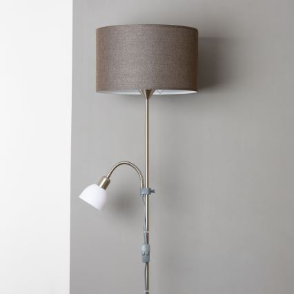 Brilagi - Lampadaire CERIA 2 en 1 1xE27/100W/230V + 1xE14/25W chrome mat/marron