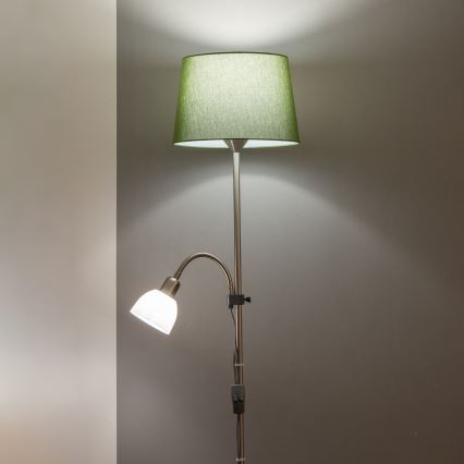 Brilagi - Lampadaire CERIA 2 en 1 1xE27/100W/230V + 1xE14/25W chrome mat/vert