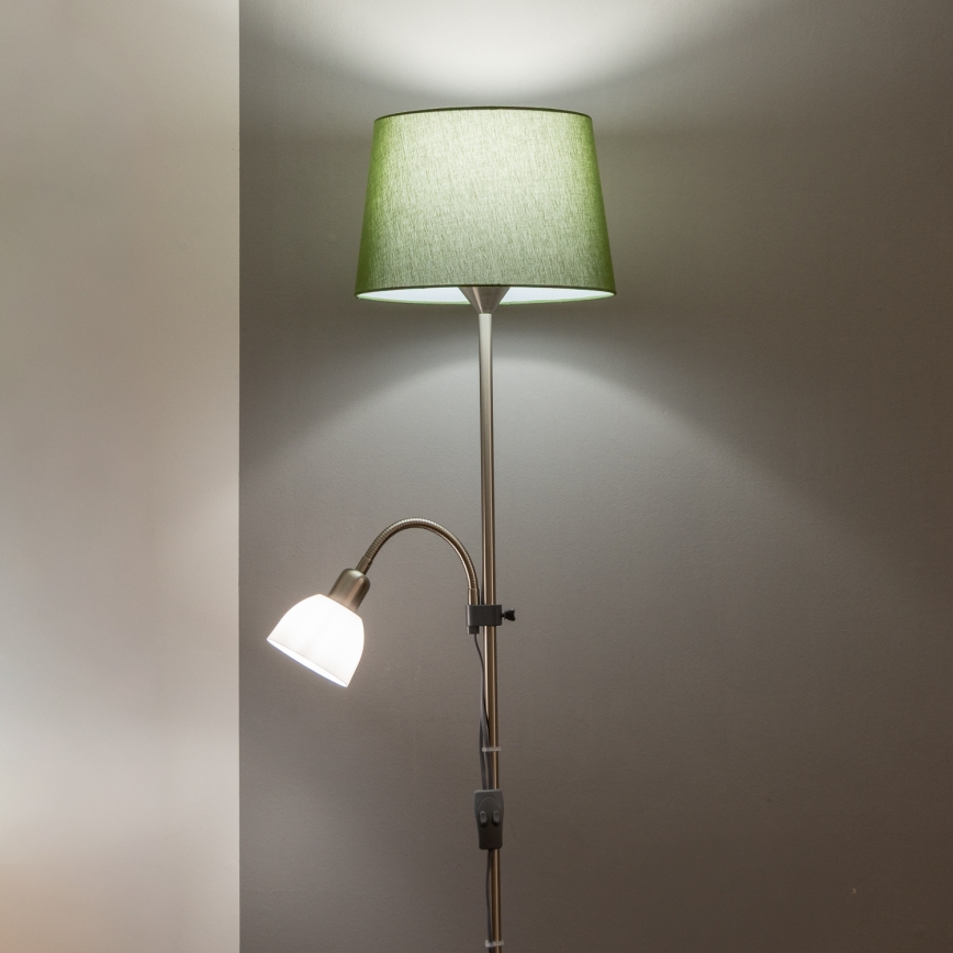 Brilagi - Lampadaire CERIA 2 en 1 1xE27/100W/230V + 1xE14/25W chrome mat/vert