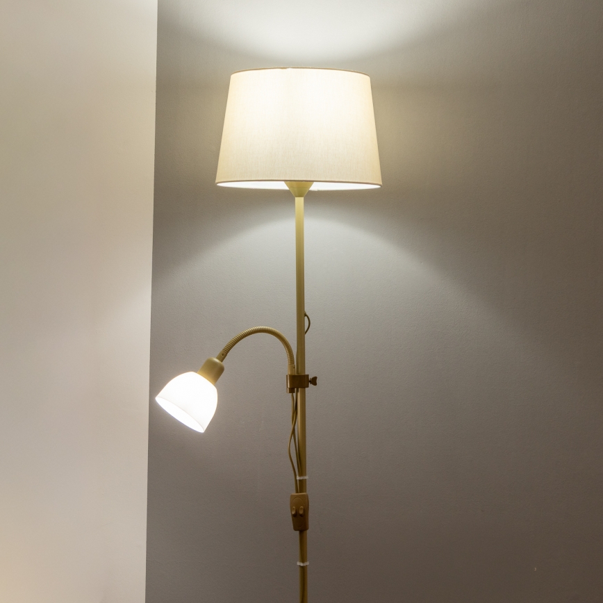 Brilagi - Lampadaire CERIA 2 en 1 1xE27/100W/230V + 1xE14/25W doré/beige