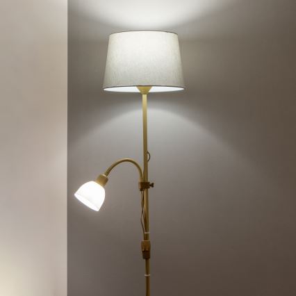 Brilagi - Lampadaire CERIA 2 en 1 1xE27/100W/230V + 1xE14/25W doré/gris